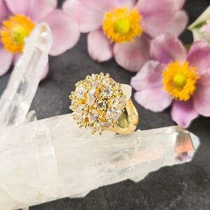 NWT Covet CZ Crystal Cluster Dome Cocktail Ring, Size 6